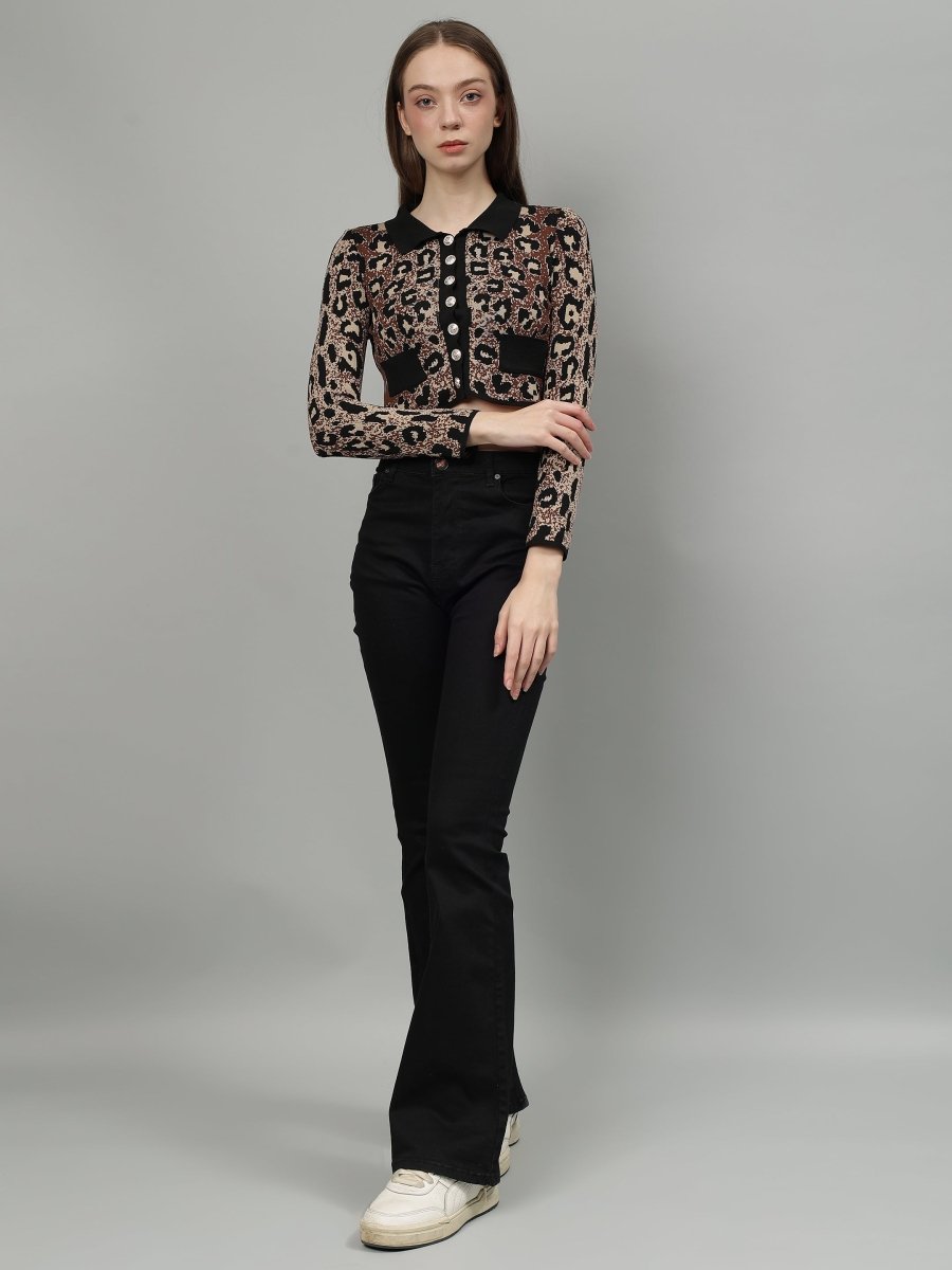 Gaiia Animal Print Woolen Cardigan - GAIIA